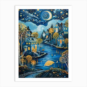 Night At The Lake 1 Art Print