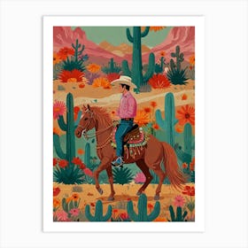 Cowboy In The Desert 8 Art Print