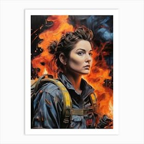 Girl In The Fire Art Print