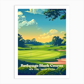 Bethpage Black Course New York Golf Digital Travel Illustration Art Print