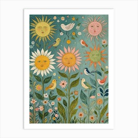 Suns And Birds Art Print