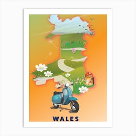 Wales Travel map Art Print