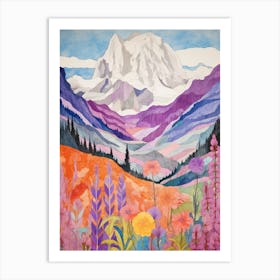 Mount Rainier United States 2 Colourful Mountain Illustration Art Print