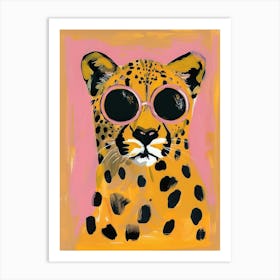 Leopard In Sunglasses. Gouache Portrait Art Print