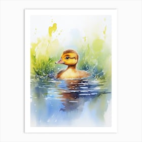 Duckling Splashing Around 4 Art Print