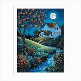 House In The Moonlight 1 Art Print