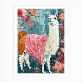Floral Animal Painting Llama 3 Art Print