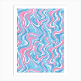 Pink And Blue Wavy Pattern 1 Art Print