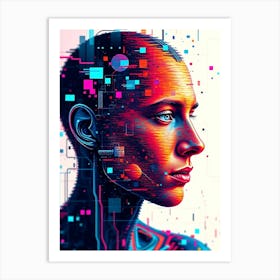 Digital Portrait Of A Woman with Creative Forms Art Print