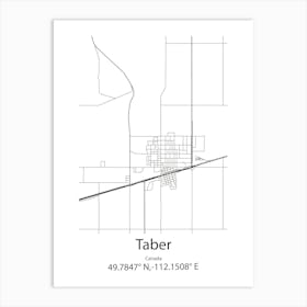 Taber,Canada Minimalist Map Art Print