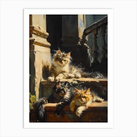Kittens On The Steps Of A Palace 3 Art Print