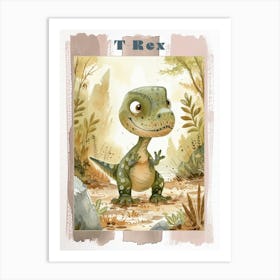 Cute T Rex Dinosaur Illustration 2 Poster Art Print