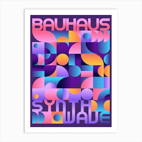 Synthwave Bauhaus Neon poster #1 (dark purple-pink) — abstract poster, retrowave print 3 Art Print