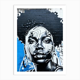 Graffiti Mural Of Beautiful Black Woman 249 Art Print