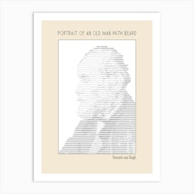 Ascii Art Minimalist – Portrait Of An Old Man With Beard – Ascii Art (Vincent Van Gogh) – Classic Painting Art Print