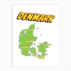 Denmark Pop Art Map 1 Art Print