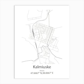 Kalmiuske,Ukraine Minimalist Map Art Print