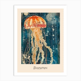 Jellyfish Vintage Collage Art Print