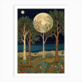 William Morris Moonlight In The Woods 103 Art Print