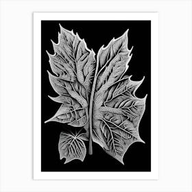 Pignut Hickory Leaf Linocut Art Print