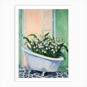 A Bathtube Full Lily Of The Valley In A Bathroom 2 Art Print