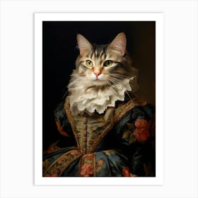 Victorian Animal Portrait, Dressed Animal Print, Lady Cat Painting, Royal Animal Print, Vintage Renaissance Animal Art, Animal Lover Gift Art Print