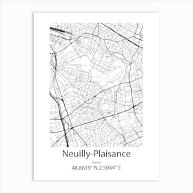 Neuilly Plaisance,France Minimalist Map Art Print