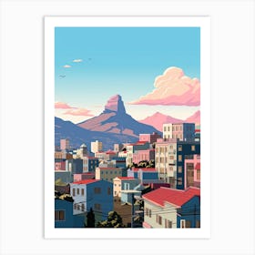 Cape Town, South Africa, Flat Illustration 2 Art Print