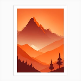 Misty Mountains Vertical Composition In Orange Tone 131 Art Print