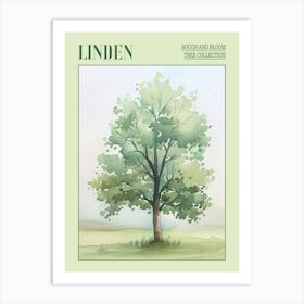 Linden Tree Atmospheric Watercolour Painting 1 Poster Art Print