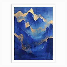 Blue And Gold Mountains 12 Art Print