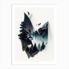 Écrins National Park France Cut Out Paper Art Print