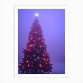 Christmas Tree In The Fog Art Print