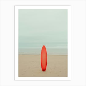 Red Surfboard On The Beach Art Print