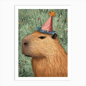 Capybara Birthday Hat Art Print