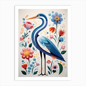 Scandinavian Bird Illustration Great Blue Heron 2 Art Print