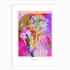 Baby S Breath 2 Neon Flower Collage Poster Art Print