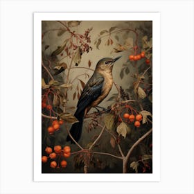 Dark And Moody Botanical Hummingbird 1 Art Print