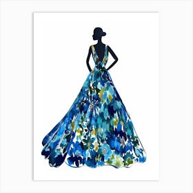 Blue Floral Dress Art Print