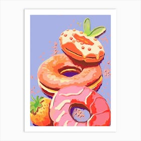 Colourful Donuts Illustration 2 Art Print