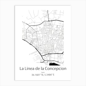 La Linea De La Concepcion,Spain Minimalist Map Art Print