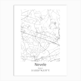 Nevele,Belgium Minimalist Map Art Print