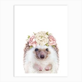 Peekaboo Floral Hedgehog Art Print