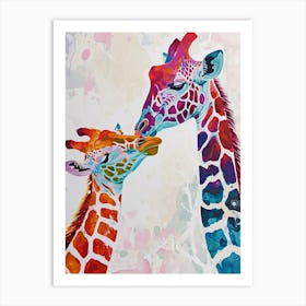Giraffe & Calf Modern Illustration 2 Art Print