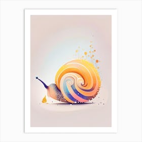 Snail With Splattered Background Illustration Art Print