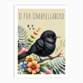 U For Umbrellabird Nursery Art Print