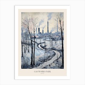 Winter City Park Poster Gas Works Park Seattle 2 Art Print