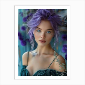 Beautiful Woman With Purple Hair 1 Art Print