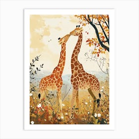 Modern Illustration Of Two Giraffes 4 Art Print