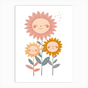 Three Cute Sunflowers Kids and Nursery Art Print